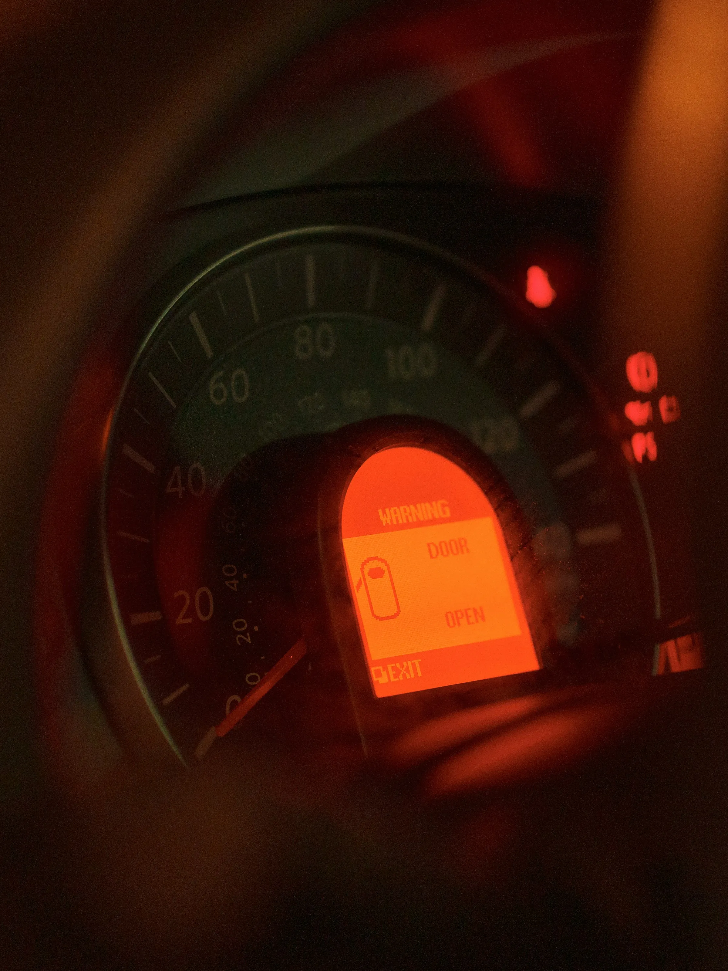 Car dashboard with warning lights on